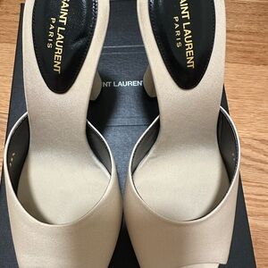 Saint Laurent Cream Leather Mules